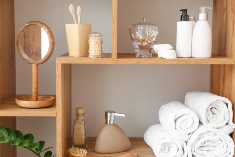 Utah Cabin Bathrooms That Maximize Small Spaces - Decor Hint Floating Shelves For Towels And Toiletries