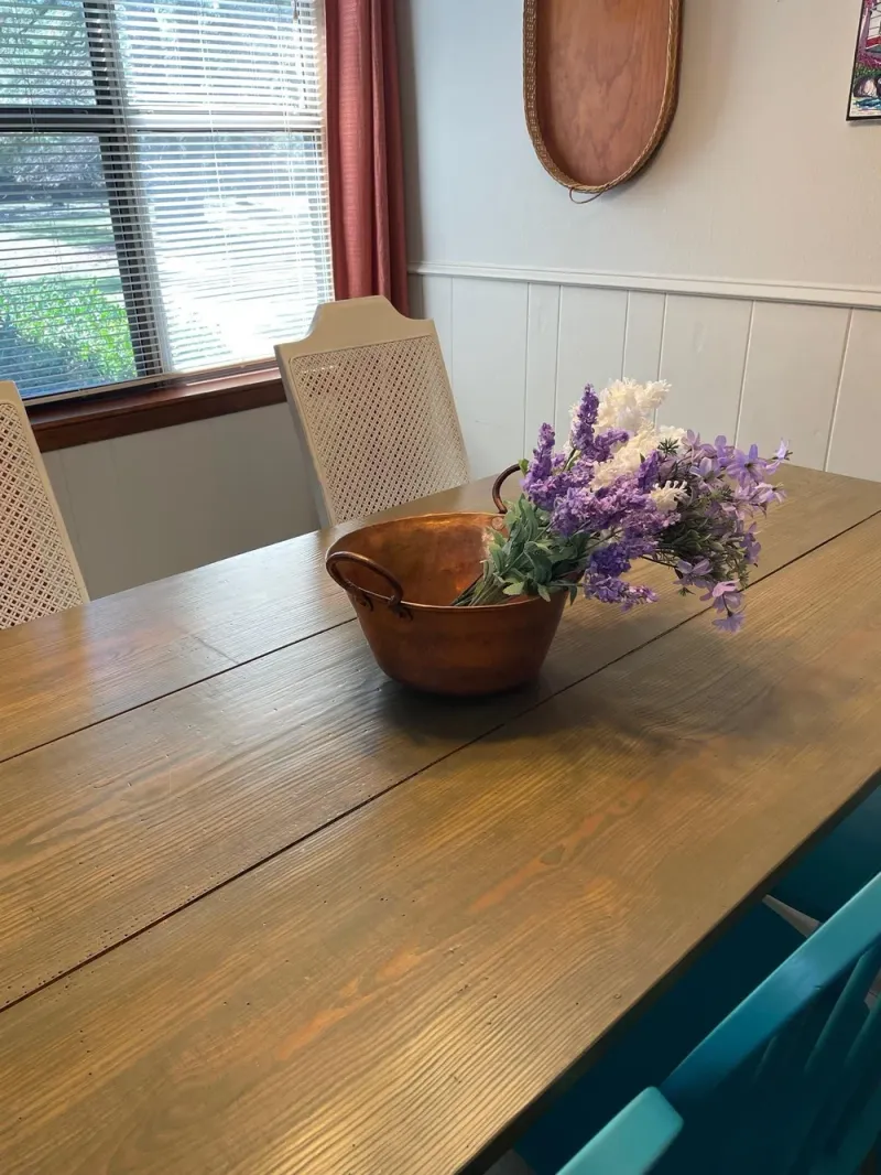 Vintage Copper Cooking Vessels with Wildflowers