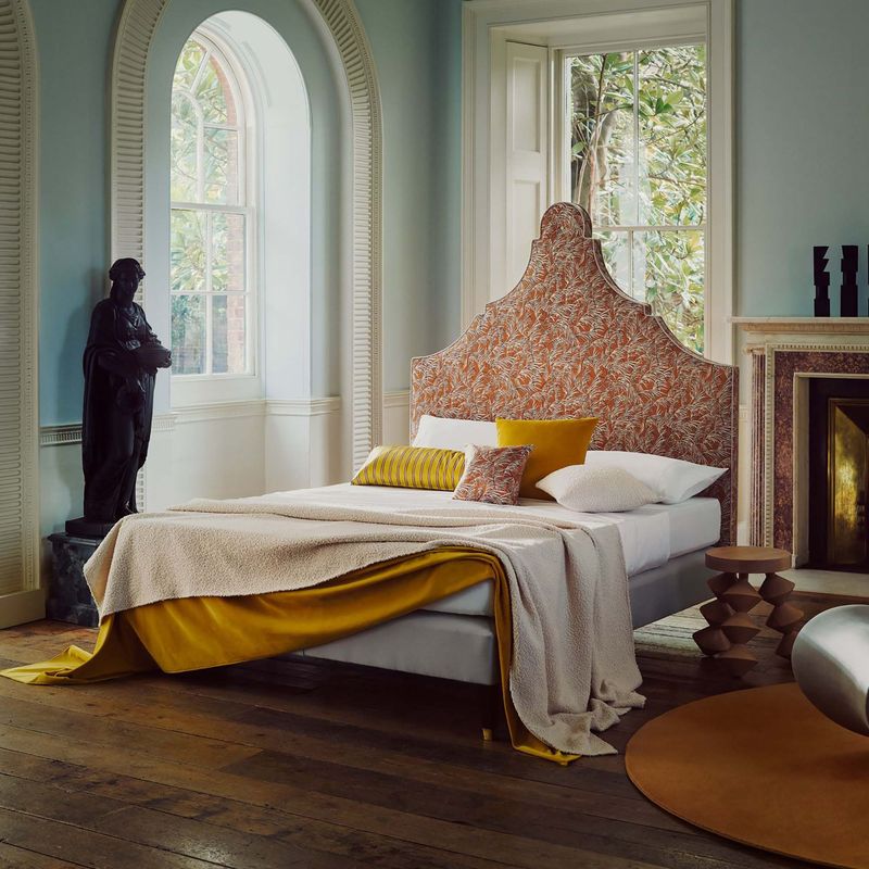 Curved Headboards In Unexpected Fabrics