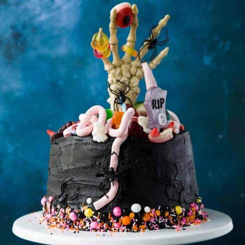 Skeleton Hand Emerging Cake