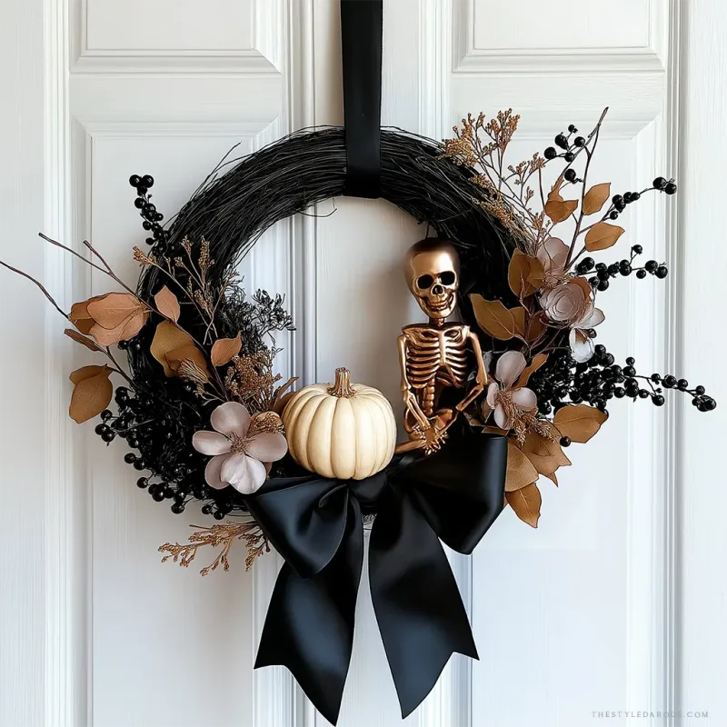 Spooky Black Wreaths With Burlap Accents