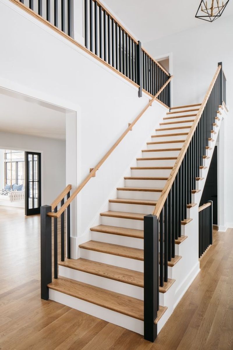 Graceful Honey-Oak Staircases And Railings