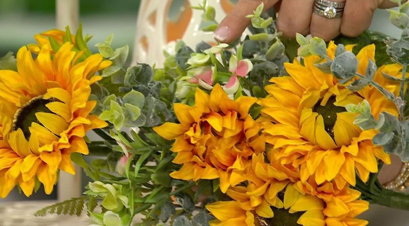 Sunflowers Arranged With Eucalyptus