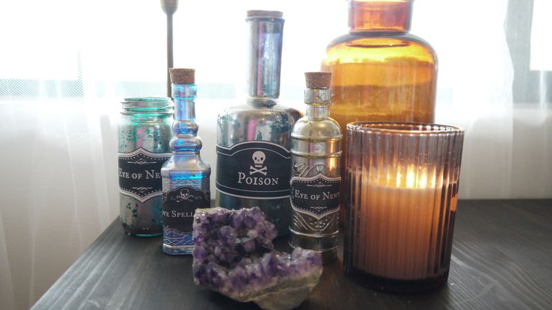 Mercury Glass Potion Bottles
