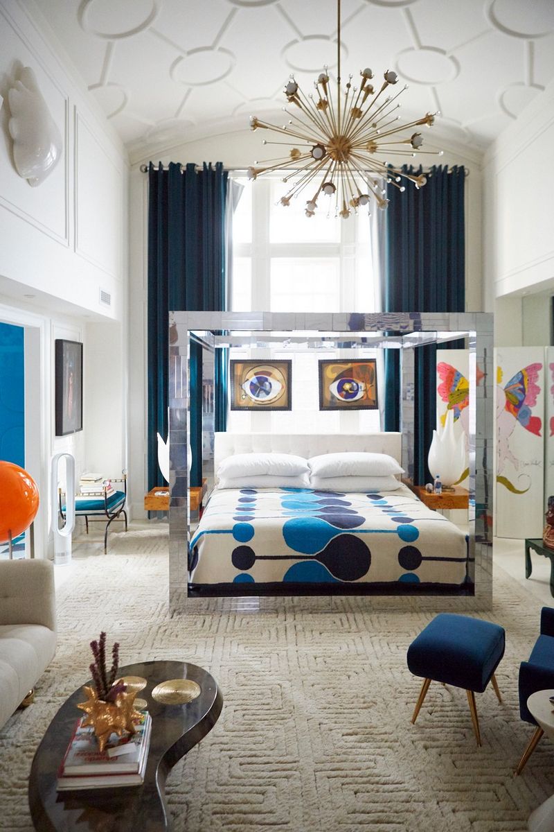 Retro Futurism: A Sputnik Chandelier Adds Drama To A Mid-Century Bedroom