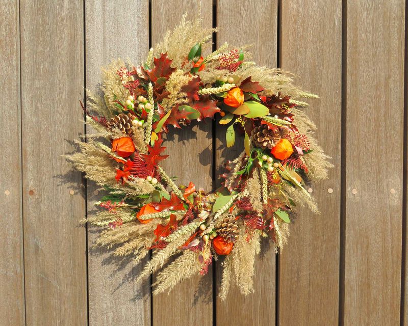 Harvest Wheat And Ghost Garland Wreath