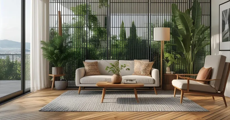 Partitioning Rooms With Tall Bamboo Palms