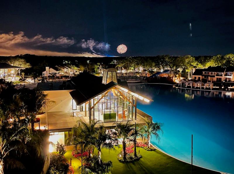 Nighttime Lagoon Views And Entertainment