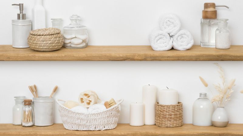 Open Shelving With Woven Baskets And Cozy Details