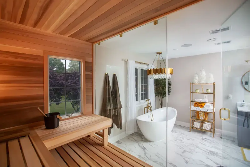 12 Vermont Cabin Bathrooms Where Winter Feels Like Retreat - Decor Hint Forest-View Cedar Sauna Suite