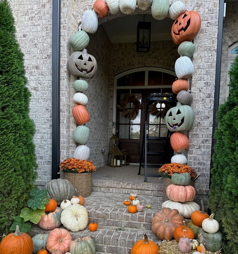 Pumpkin Archway Over The Front Steps