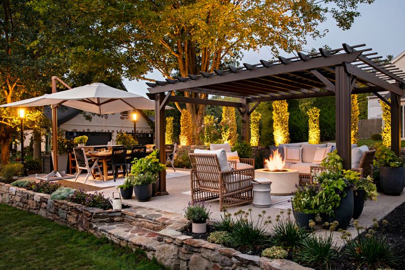 Outdoor Patios With Natural Stone And Fire Pits