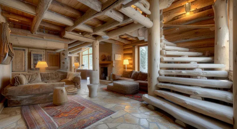 Exposed Log Walls With Rustic Charm