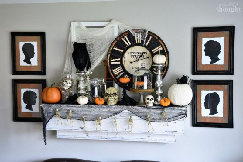 Skeleton Clock Haunted Mantel