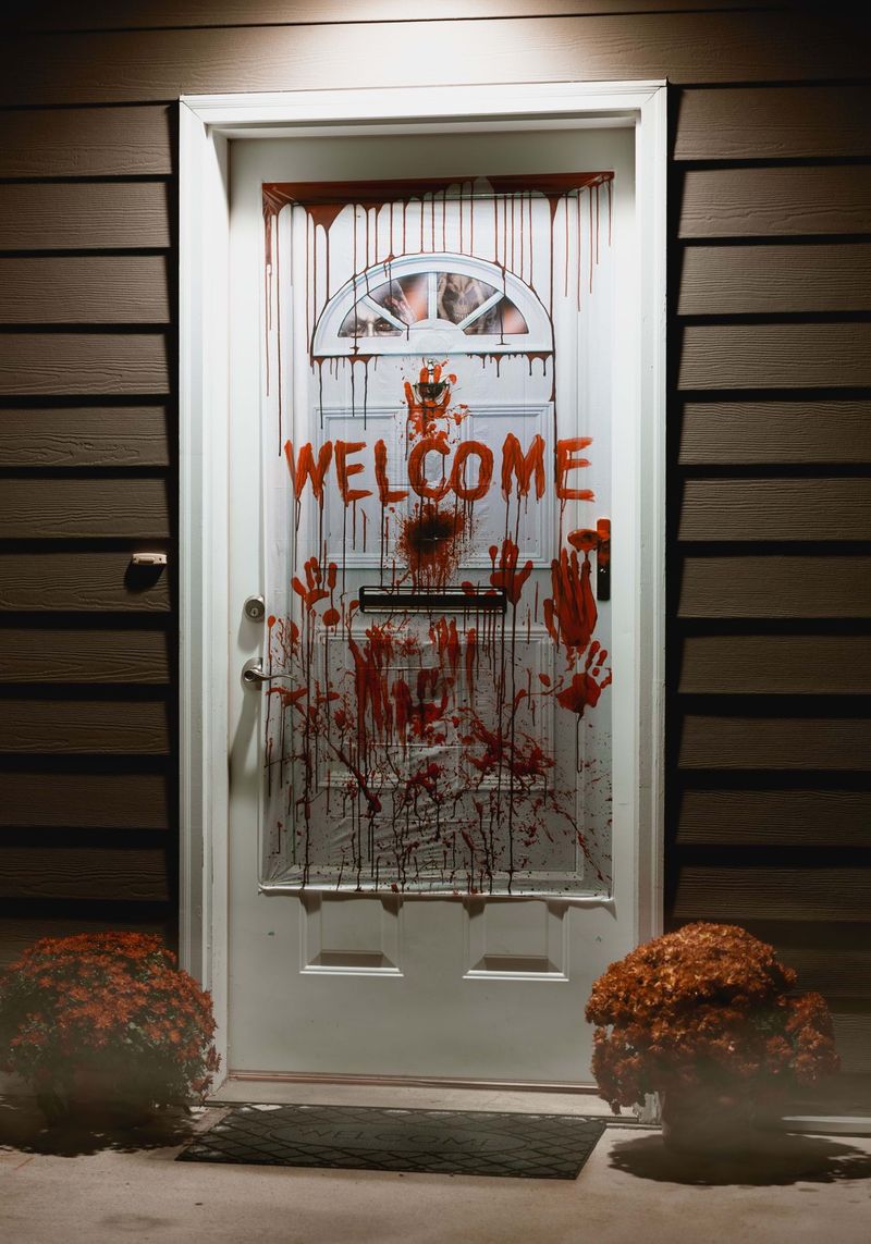 Gothic Door Cover with Haunted House Scene