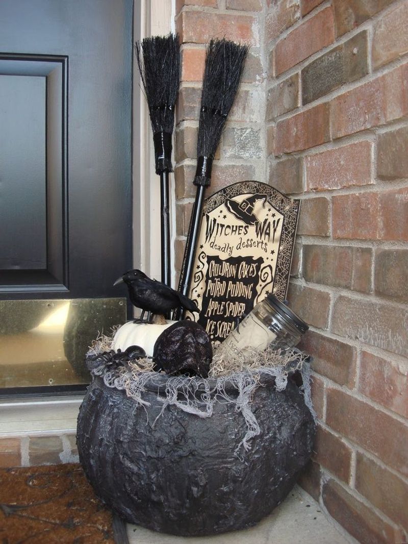 Witch's Broom And Cauldron Prop