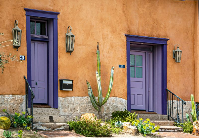 7 Tucson Adobe Bungalows That Beat The Desert Heat - Decor Hint Purple Door Adobe – Barrio District Whimsy