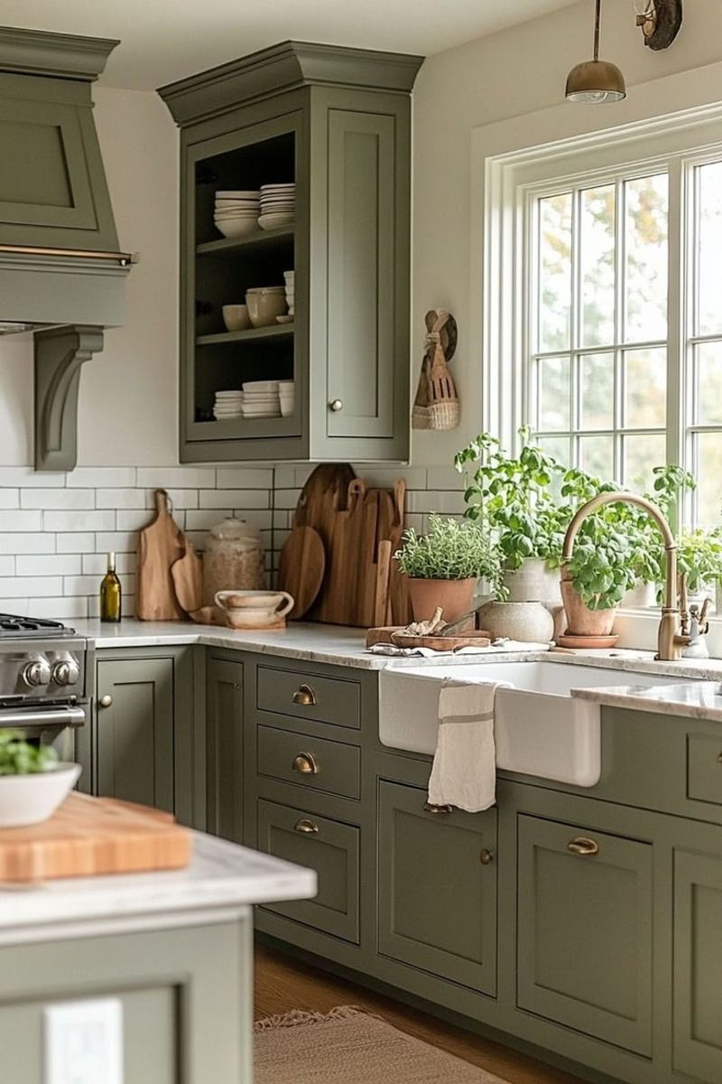 8 Asheville Cottage Kitchens With Olive Green Cabinets That Pop - Decor Hint Cottage Chic: Olive Cabinets Brighten Asheville Kitchens