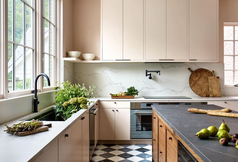 7 Decadent Details That Revived A Classic D.C. Mansion - Decor Hint Peachy Pink Cabinetry Warms The Heart Of The Home
