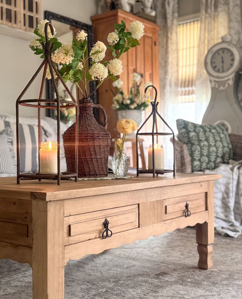 Natural Wood Candlesticks And Lanterns
