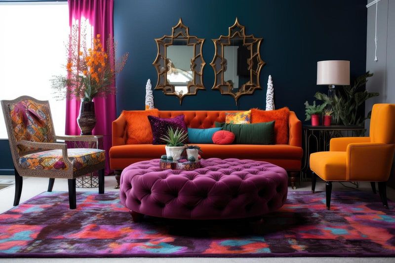  Mansion With Amethyst Velvet Ottomans