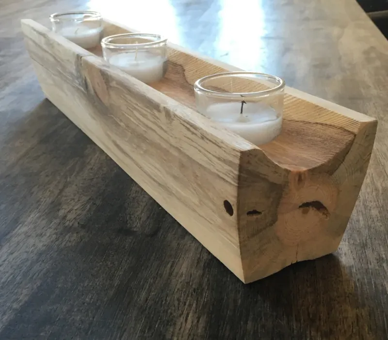 Rustic Timber Candlesticks With Beeswax Candles
