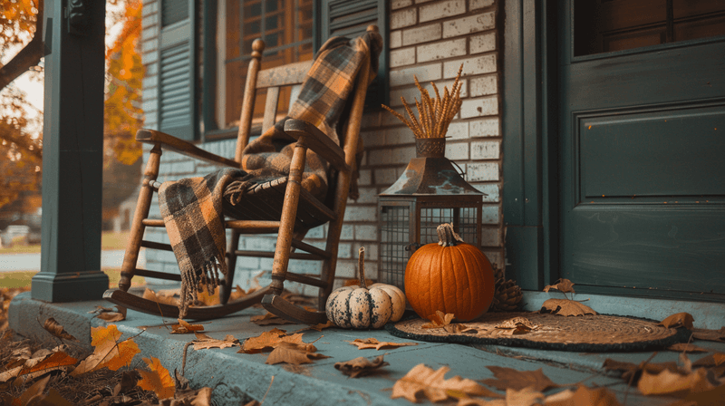 Vintage Rocking Chairs With Halloween Cushions
