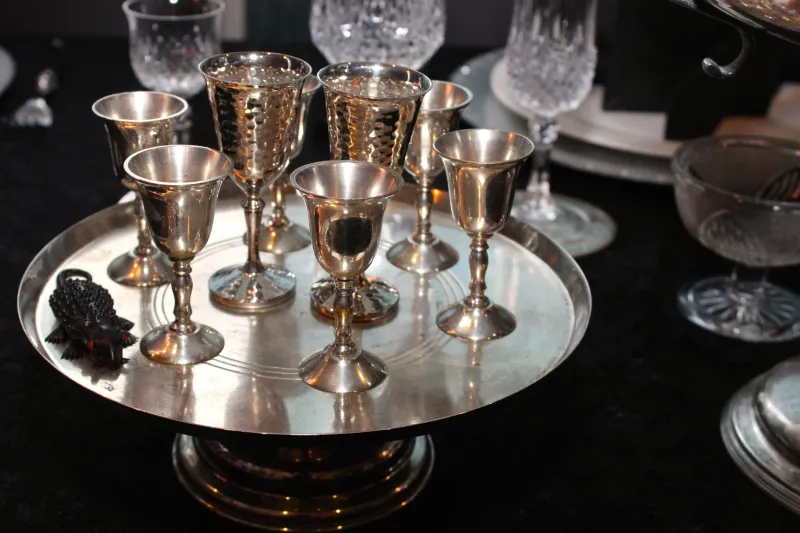 Gothic Silverware And Antique Glass Goblets