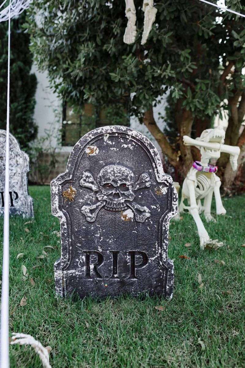 Graveyard Scene With Skeletons And Coffins