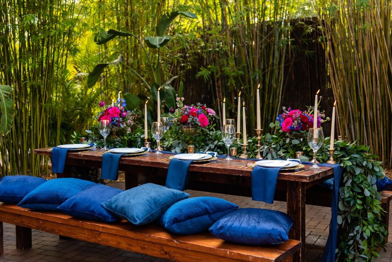 6 Miami Outdoor Patios Styled In Bold Autumn Jewel Tones - Decor Hint Design District Tropical Jewel Box