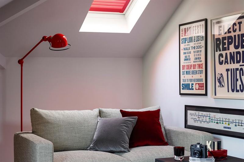 A Contemporary Loft Showcasing Garnet Velvet Cushions
