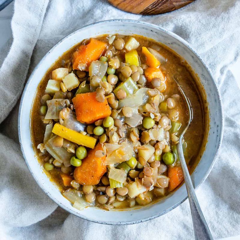 Hearty Root Vegetable Stew With Lentils And Herbs