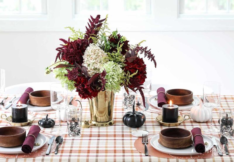 Burgundy Amaranthus In Glass Cylinders