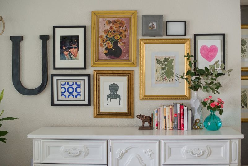 Gallery Walls Mixing Vintage Frames With New Prints