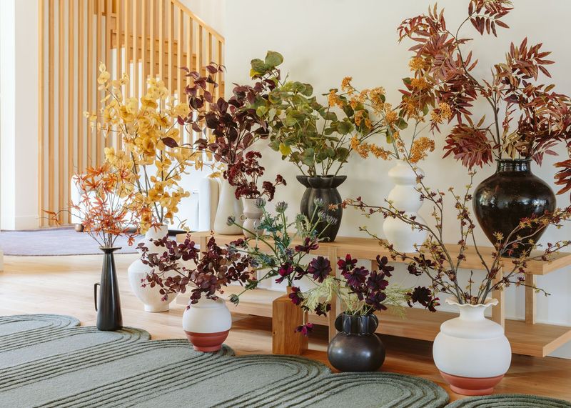 Golden Aspen Branches In Tall Vases