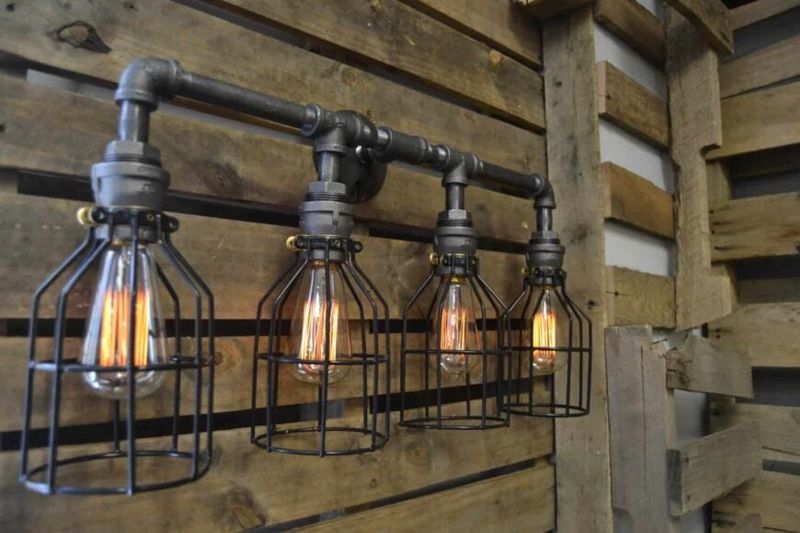 Industrial Lighting With Edison Bulbs And Track Fixtures