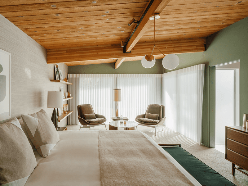 8 Nevada Desert Bedrooms With Breezy Minimalist Style - Decor Hint Sage-Green And Sand Bedroom In Boulder City