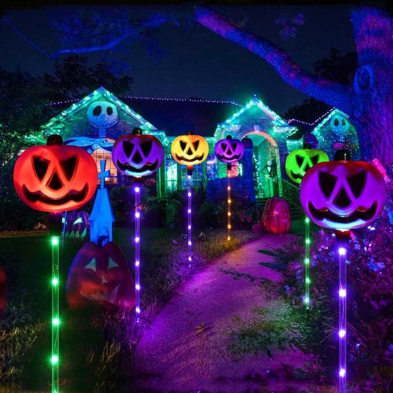 Glowing Jack-O'-Lantern Pathway Stakes