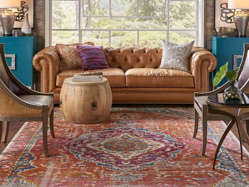 Persian Rugs Layered Over Hardwood Floors