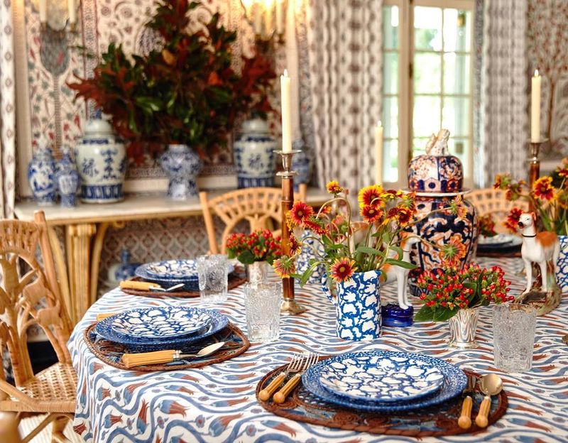 9 Charleston Dining Rooms Where Maximalist Patterns Set The Table - Decor Hint Blue Delft Dreamscape