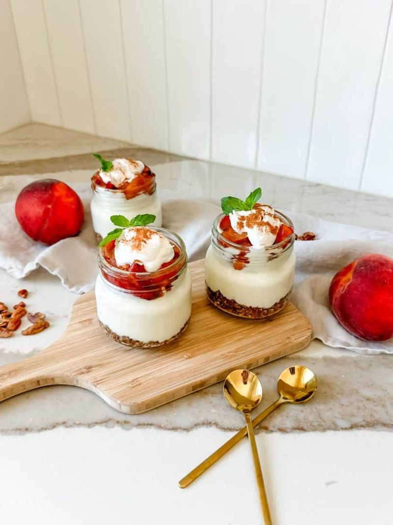 Georgia Peach Desserts Made For Summer Tables - Decor Hint No-Bake Peach Cheesecake Jars