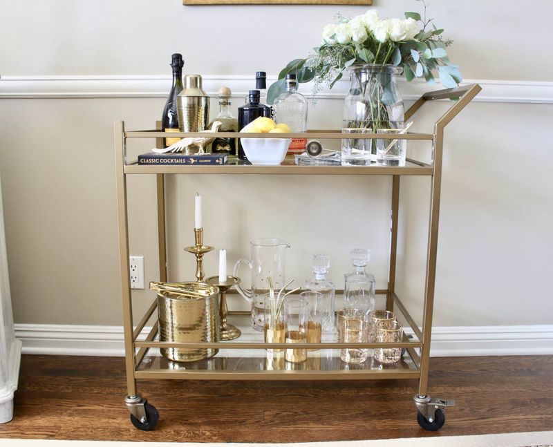 Retro Bar Carts With Brass Detailing