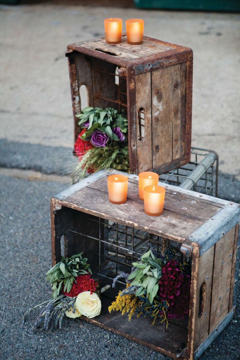 Repurposed Wooden Crates As Centerpieces