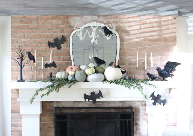 Raven-Perched Haunted Mantel