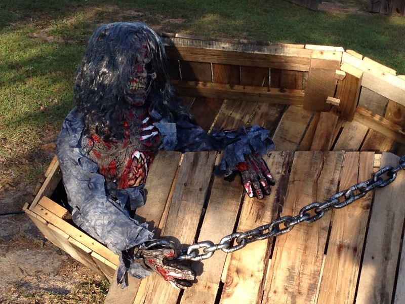 DIY Coffin With Creepy Hands Reaching Out