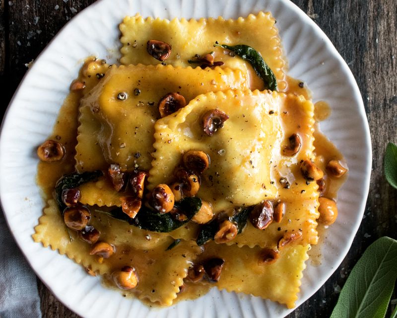 Hazelnut-Crusted Pumpkin Ravioli