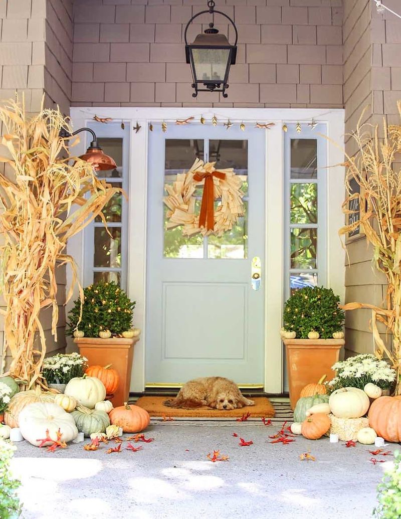 Corn Stalk And Hay Bale Arrangements