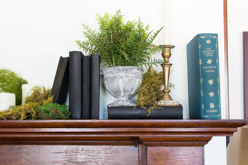 Creeping Ivy And Moss Mantel Design