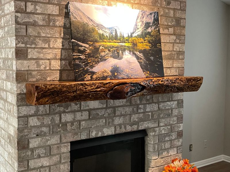 Rough-Hewn Log Mantel With Natural Edges