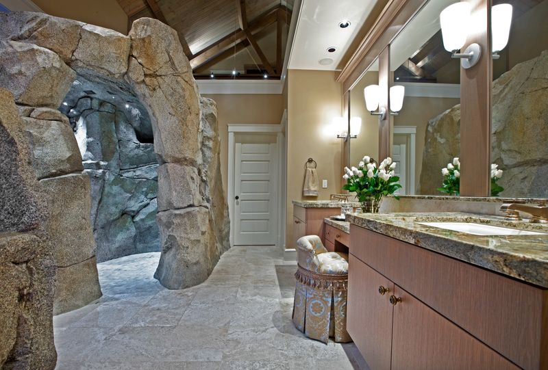 Texas Ranch Bathrooms With Rustic Elegance - Decor Hint River Rock Shower Floors